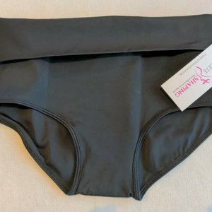 Swim Bottom Brief with Foldover Waistband Adjustable Coverage, Black Medium, NWT